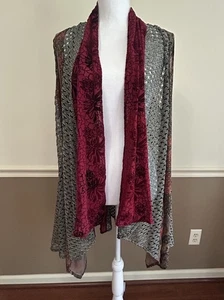 Calessa Weste Cardigan LARGE vorne offen Mixed Media Samt Art to Wear Lagenlook - Bild 1 von 10