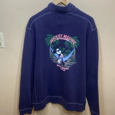TOMMY BAHAMA Disney Mickey Mouse in Paradise 1/4 Zip Sweater XL Heavy Cotton  F8 - Image 1 of 4