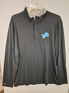 Detroit Lions Men's Large 1/4 Zip Mock Neck Pullover NWT Black NFL - Picture 1 of 3