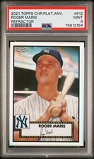 Roger Maris 2021 Topps Chrome Platinum Refractor Baseball Card #612 Graded PSA 9