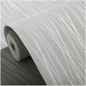 10M 3D Textured Wallpaper Roll Non-Woven Plain Stripe Wall Sticker for Bedroom - Picture 1 of 25