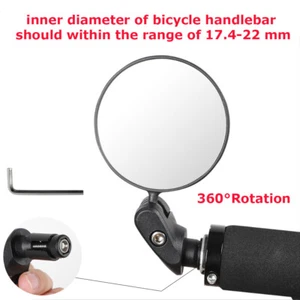 2 x 360°Rotation Bike Bicycle Cycling Rear View Mirror Handlebar Safety Rearview - Picture 1 of 8