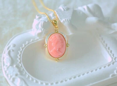 Antique style Cameo Pendant 925 Silver plated Vintage Necklace Estate Jewelry495 - Image 1 of 4