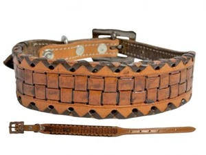 Showman Couture Basketweave Leather Dog Collar - Picture 1 of 1