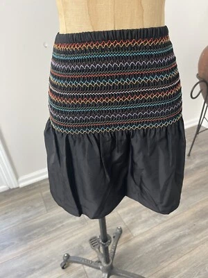 Falda Cynthia Rowley Mujer XS Seda Azteca Boho Cintura Elástica Festival 100% Nueva Foto 1 de 4