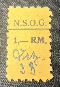 N.S.O.G. 1 RM handsignierte NS-Einnahmenmarke (orange Papiervariante) - Bild 1 von 2