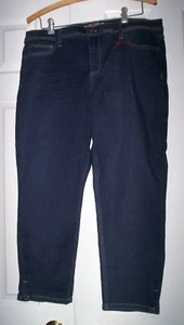 Makers Of True Originals Jeans Women Size 33 Blue Dark Wash Cropped Zipper - Picture 1 of 2