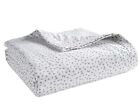  100% Cotton Blanket Queen Size – 320GSM Lightweight Full/Queen White Grey Dot