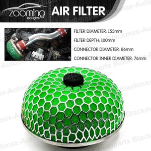 Filtro de aire universal de 3 pulgadas 76 mm para coche de carreras filtro de aire flujo entrada de aire SR/verde - Imagen 1 de 7