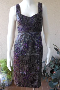 ECI Seidenkleid Größe 4/Small Empire Taille Abstrakt Tier Blumen Schmuckton - Bild 1 von 10