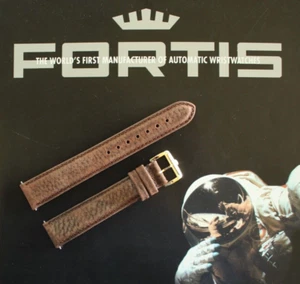 FORTIS 18MM MD BROWN SUEDED CALF GOLD BUCKLE WATCH BAND WATCHBAND BRACELET STRAP - Picture 1 of 7