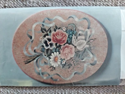 DELANE LANGE OVAL RIBBON DAISY PANSY TULIP ROSE FLORAL PAINTING PATTERN 1991 33 - Image 1 of 4