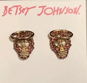 CALAVERA con halo"" de cristal rosa BETSEY JOHNSON NUEVOS CON ETIQUETAS - Imagen 1 de 2