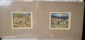 Pair Native American Woody Big Bow 1914-1988 Original Paintings - Picture 1 of 11