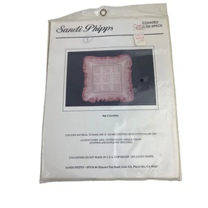 Sandi Phipps Counted Cross Stitch 966 Caloma Pillow Top 14-Count Ivory Aida Cott - Picture 1 of 2