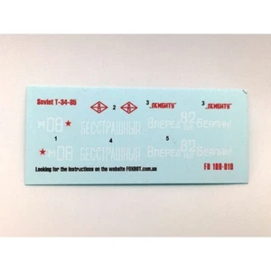 FOXBOT 100-010 Scale 1:100 Decal Soviet medium tank T-34/85 for scale model kit - Picture 1 of 24