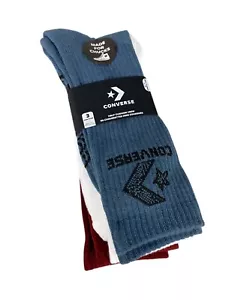 NUEVO Paquete de 3 calcetines Converse Half Cushion Crew azul blanco rojo para hombre talla 6-12 - Imagen 1 de 7