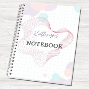 Bloc de notas para cuaderno A5 remolinos y manchas encuadernados con alambre personalizado regreso a la escuela NB20 - Imagen 1 de 3