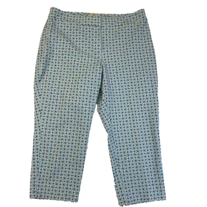 TALBOTS Petites  Curvy Women's Size 12 P Blue flower Tapered Leg dress Pants - Picture 1 of 10