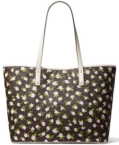 ๐ Michael Kors Carter Large Tote Bag Purse Rose Floral Handbag Brown Multi NWT - Picture 1 of 12