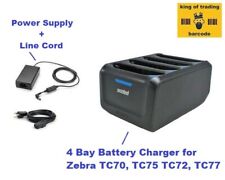 Zebra 4-Bay Battery Charger to Tc70, Tc75, Tc72, Tc77 Scanner Batteries + Power!
