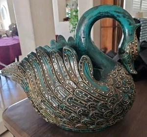 Escultura de cisne de madera tallada a mano/tallada a mano MCM de colección - Imagen 1 de 6