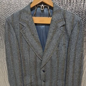 Tweed Blazer 42R Mens Elbow Patches Gray Blue Yellow Wool Stanley Blacker USA - Picture 1 of 24