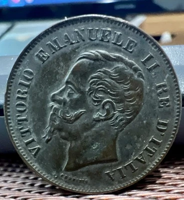 1862 Italy 5 Centesimi Foreign Coin XF - Image 1 of 2