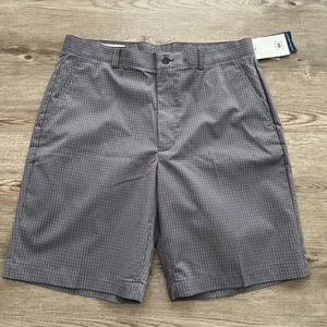 Cutter Buck Golf Shorts Mens 36 Gray Plaid 10 Inch Inseam Stretch New - Picture 1 of 14