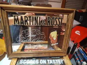 Seltener Vintage Martini & Rossi Fine Table Wines 18,5 x 14,5 RAHMEN SPIEGEL - Bild 1 von 4