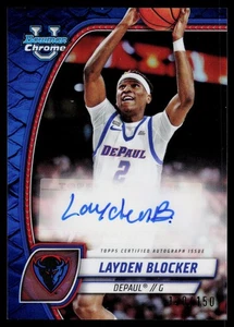 Layden Blocker 2024-25 Bowman University Chrome Blue Reptilian Refractor /150 SN - Bild 1 von 2