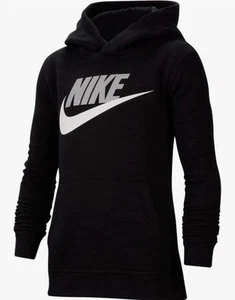 Size M - Nike Kids Sportswear Club Pullover Hoodie, Black/White Sweatshirt - Picture 1 of 5