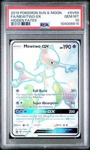 MEWTWO GX SV59/SV94 PSA 10 HIDDEN FATES SHINING VAULT POKEMON CARD ENGLISH - Picture 1 of 2