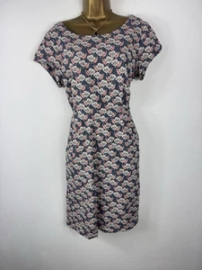 Seasalt Morion Dress UK 14 Navy White Red Floral Cotton Lined Pockets - Picture 1 of 13