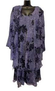 Vintage J.B.S. Floral Dress & Jacket Set Sheer Women’s 22W Purple Black NWT - Picture 1 of 19