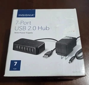 Insignia Powered 7-Port Usb 2.0 Hub with 5V/4A Power Adapter - Black, NS-PCH5721 - Picture 1 of 3