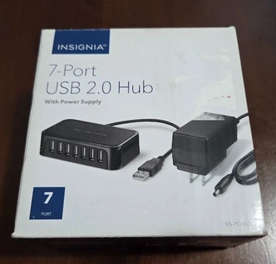 Insignia Powered 7-Port Usb 2.0 Hub with 5V/4A Power Adapter - Black, NS-PCH5721 - Image 1 of 3