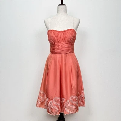 90s Fit & Flare Dress Womens 10 Pink Fairy Silk Y2K Preppy Sweetheart Dainty - Image 1 of 4