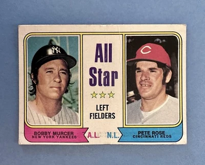 1974 Topps #336 - All Star Left Fielders Pete Rose & Bobby Murcer Foto 1 de 2