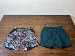 lululemon Men’s Shorts Lot Bundle Size Large Inner Lining  Green Camo Gym - Picture 1 of 13
