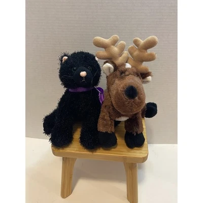 Webkinz lot black cat and brown reindeer moose- No Codes - Image 1 of 4