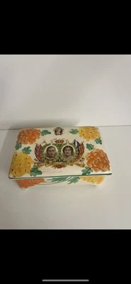 Vintage Ceramic Commemorative Coronation Ware Ceramic Trinket Box Rare 1937 Vgc - Image 1 of 4