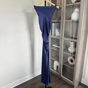 Reformation Casette Silk Midi Dress NEW Blue Iris Satin Cowl Neck Formal NWT 4 - Bild 1 von 7
