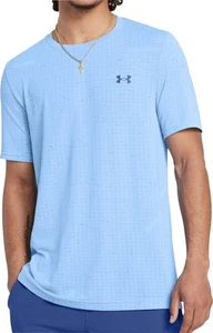 Under Armour Seamless Grid Mens Training Top Blue Short Sleeve Running T-Shirt - Picture 1 of 4