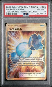 PSA 8 NM-MT Rare Candy 165/145 Guardians Rising Gold Secret Rare Holo Pokémon - Picture 1 of 2