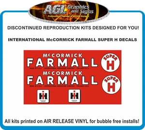 JUEGO DE CALCOMANÍAS DE TRACTOR DE REPUESTO INTERNATIONAL MC CORMICK SUPER H - Imagen 1 de 4