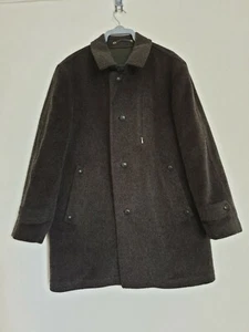 Lodenfrey Mens Khaki Grey Wool Coat Jacket  Tartan Lining Made In England L/ 50 - Picture 1 of 12