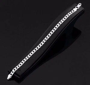 Pulsera enchapada en plata de 6 mm eslabón de cadena unisex de lujo 925 6 mm Reino Unido - Imagen 1 de 3