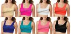 WOMENS PADDED TOP VEST SPORTS BRA BANDEAU COMFORT WITH LACE SEAMLESS CROP COMFY