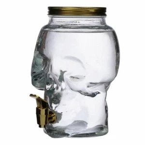 Totenkopf Wasserspender 2,6 l Clou glasklarer Schädel Getränkespender skull drin - Bild 1 von 3